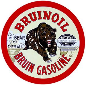 Bruin Ethyl  Gasoline Vinyl Decal Gas Pump Signs